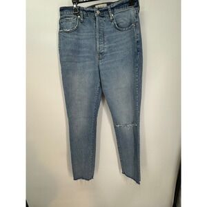We The Free‎ Women's 30 Button Fly Jeans Distressed Frayed Hem Denim Light Wash